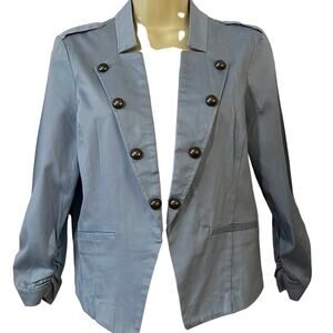 Stooshy Juniors XL Light Blue Blazer NWT Military Styling Open Front Jacket